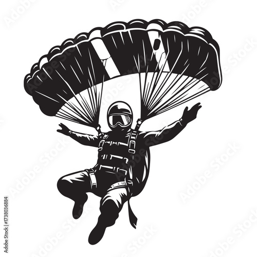 Skydiver with Parachute Silhouette