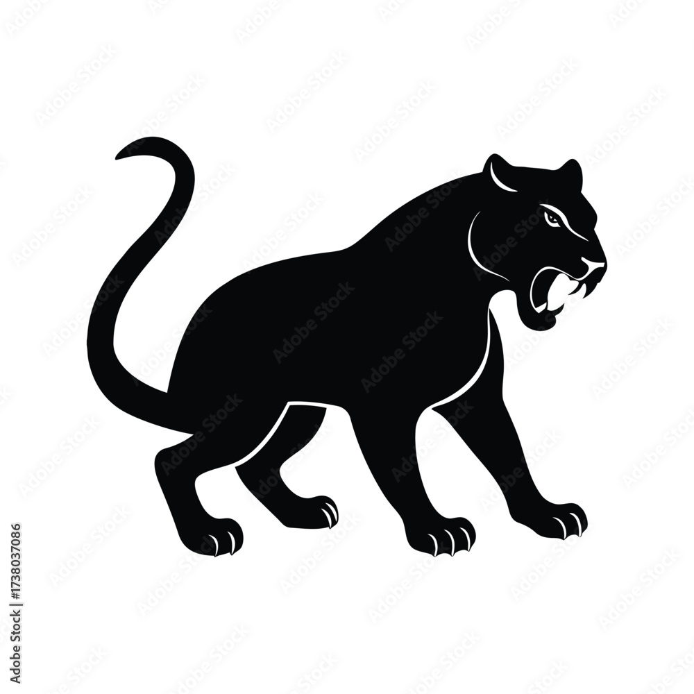 Obraz premium Black and white silhouette powerful panther