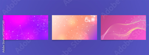 Three abstract technology backgrounds with network connections