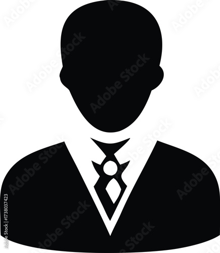 Professional businessman silhouette avatar icon representing corporate identity and business person persona for digital platforms and presentations