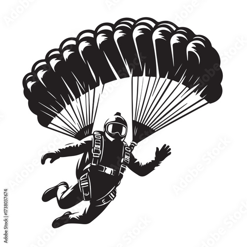 Skydiver with Parachute Silhouette