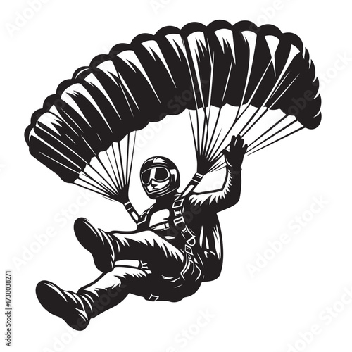 Skydiver with Parachute Silhouette