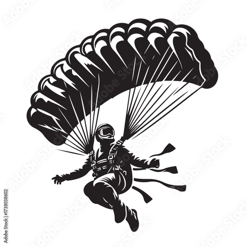 Skydiver with Parachute Silhouette