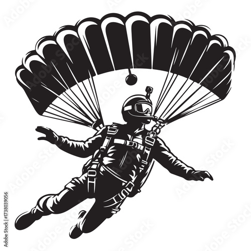 Skydiver with Parachute Silhouette