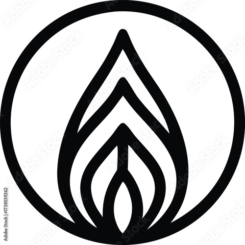 Abstract fiery emblem symbol representing energy spirit and inner power a stylized flame within a circle a powerful and evocative logo design
