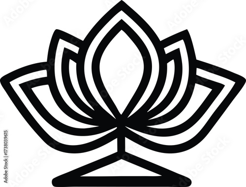 Elegant line art lotus flower icon symbolizing purity growth enlightenment and serenity for spiritual and wellness brands