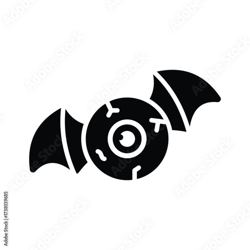 Flying eyeball, haunted bat with eyeball wings, perfect for spooky Halloween themes