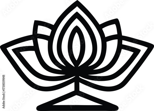 Elegant black lotus flower symbolization of purity enlightenment and spiritual growth art graphic design