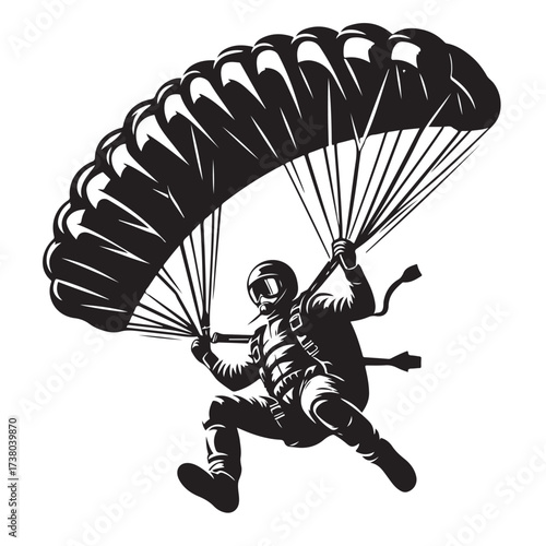 Skydiver with Parachute Silhouette