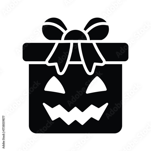Check this amazing flat outline icon of halloween gift box in modern style