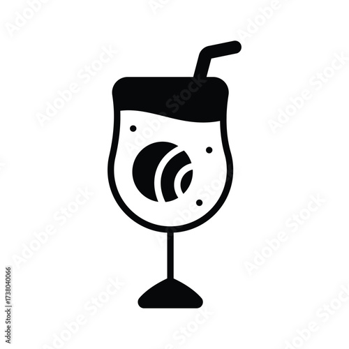Bloody eyeball in glass, concept flat icon of spooky Halloween parties
