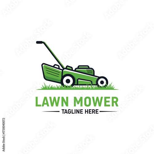 Vector art of vibrant lawn mower logo with a fresh and ecofriendly design