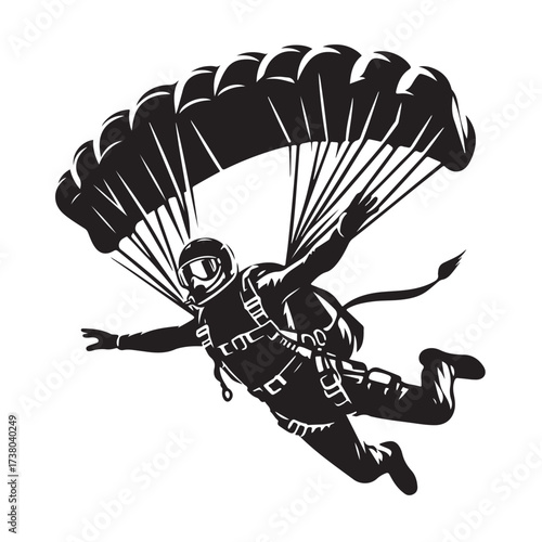 Skydiver with Parachute Silhouette