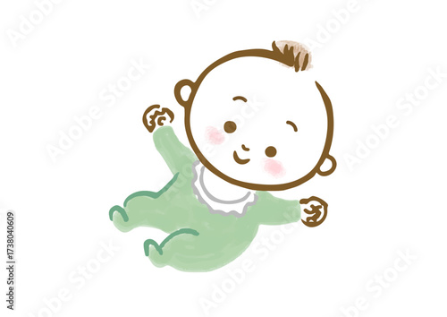 笑顔の赤ちゃんの手描きイラスト