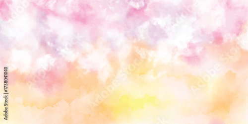 Soft dreamy pastel clouds watercolor background texture.