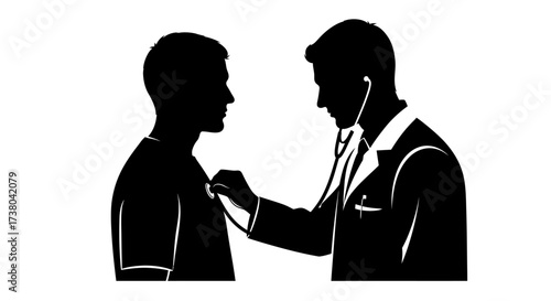 Doctor and Patient Silhouette Vector