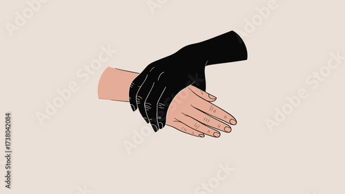 Diverse hands united in solidarity and friendship, symbolizing connection and support across cultures, fostering inclusivity with minimalist design
