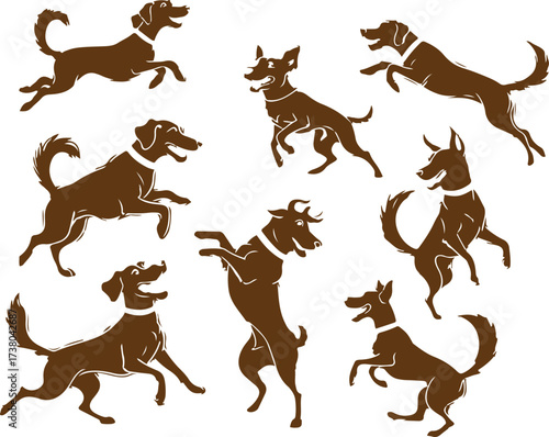 dog silhouette vector, pet animal art, domestic dog design, puppy shape clipart, cute dog artwork, running dogs svg, animal group illustration, faithful pet graphic, dogs action artwork, animal moveme