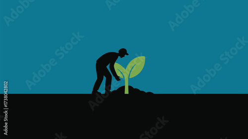 Person tending to a vibrant new seedling in fresh soil, symbolizing growth, opportunity, and the promise of a sustainable future