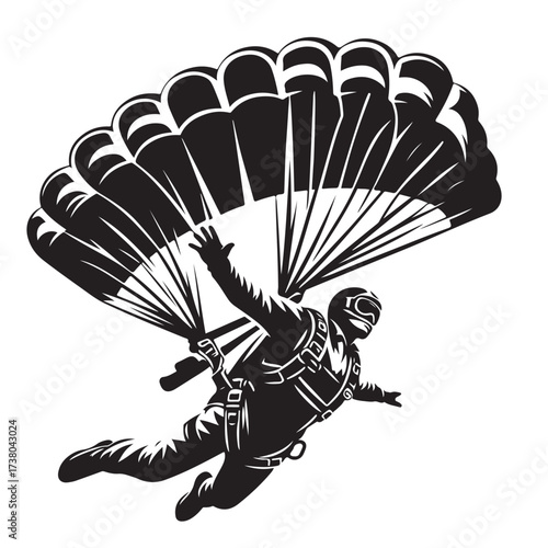 Skydiver with Parachute Silhouette