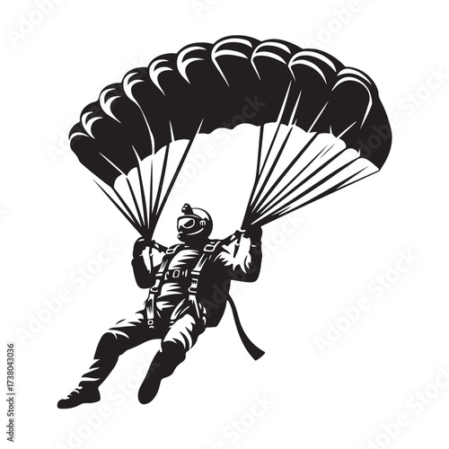 Skydiver with Parachute Silhouette