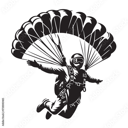 Skydiver with Parachute Silhouette