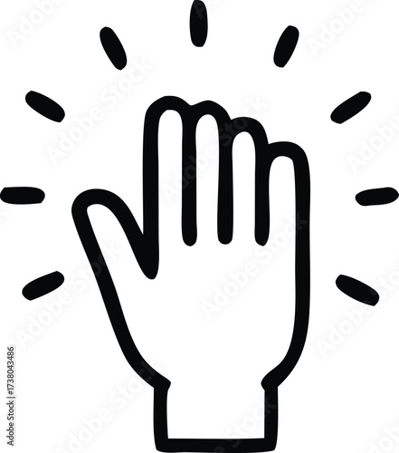 Hand raised in celebration or protest simple line art gesture symbol iconic representation of power unity and determination