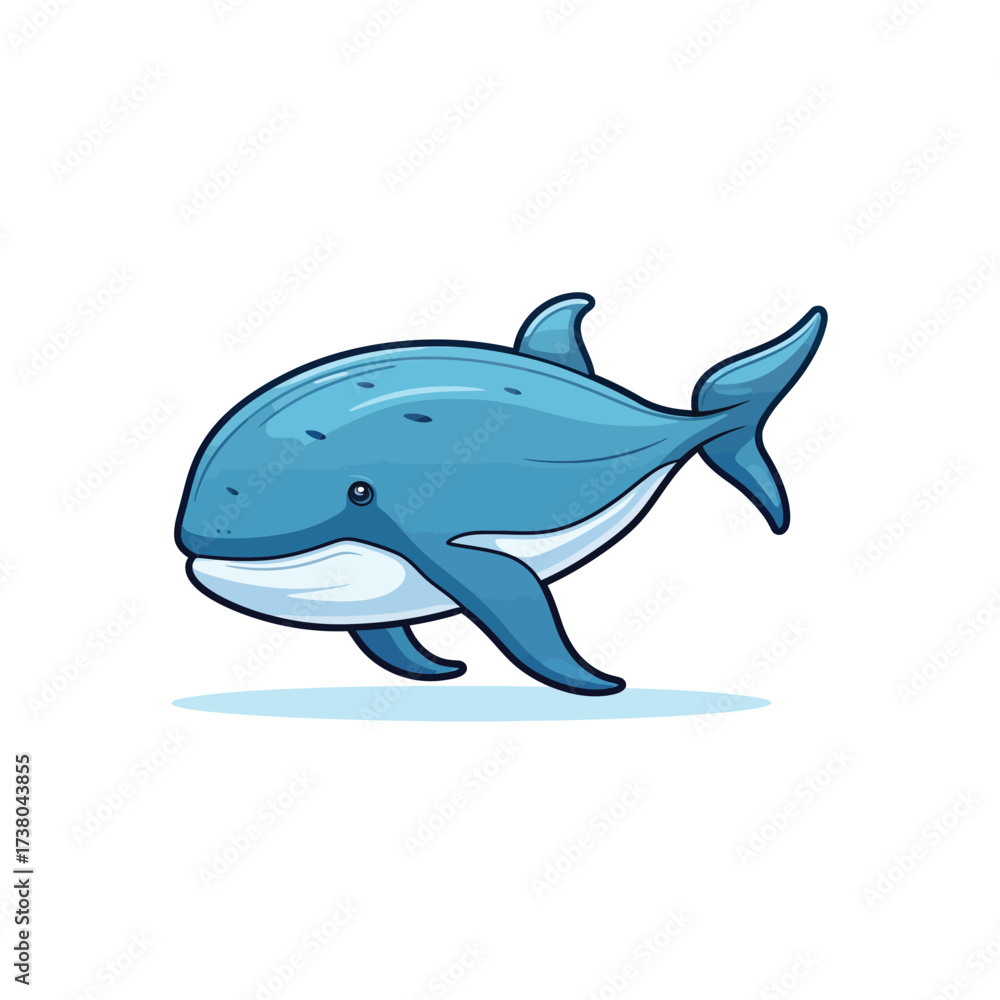Obraz premium Simple flat color vector illustration of a whale in a minimalist style