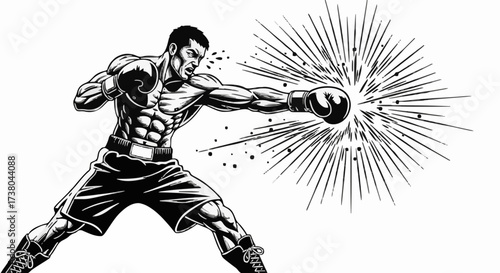 Boxer delivering a powerful punch with explosive impact