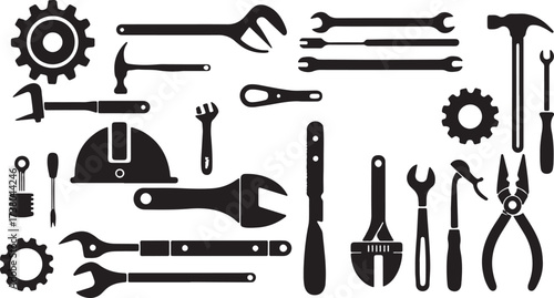 Tools Vector Set, Wrench Illustration, Screwdriver Icon Pack, Mechanic Design Vector, Construction Equipment Symbol, Hardware Clipart Collection, Industrial Tools Art, Hand Tool Graphic, Repair Symbol
