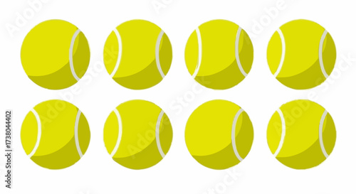 Eight yellow tennis balls