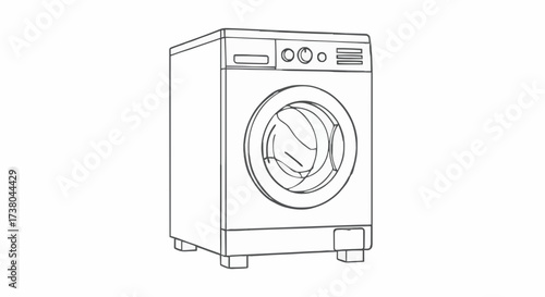 Line drawing of a modern washing machine