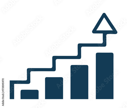 Graph diagram up icon, business growth success chart with arrow, business bar sign, progress bar symbol, growing graph icon, profit growing symbol 