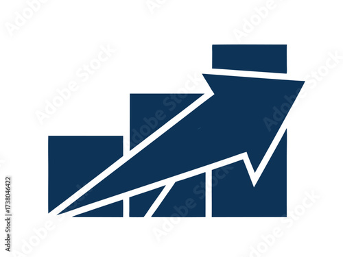 Graph diagram up icon, business growth success chart with arrow, business bar sign, progress bar symbol, growing graph icon, profit growing symbol 