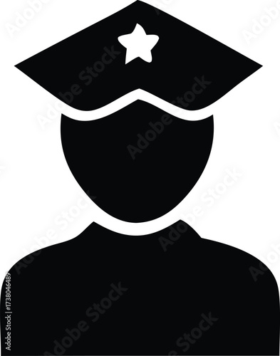 Iconic silhouette of a police officer uniform symbolizing law enforcement and public service and authority