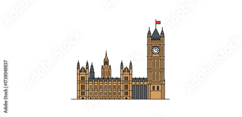 houses of parliament illustration iconic british landmark symbolizing uks political heart perfect for travel blogs historical documentaries and editorial use.