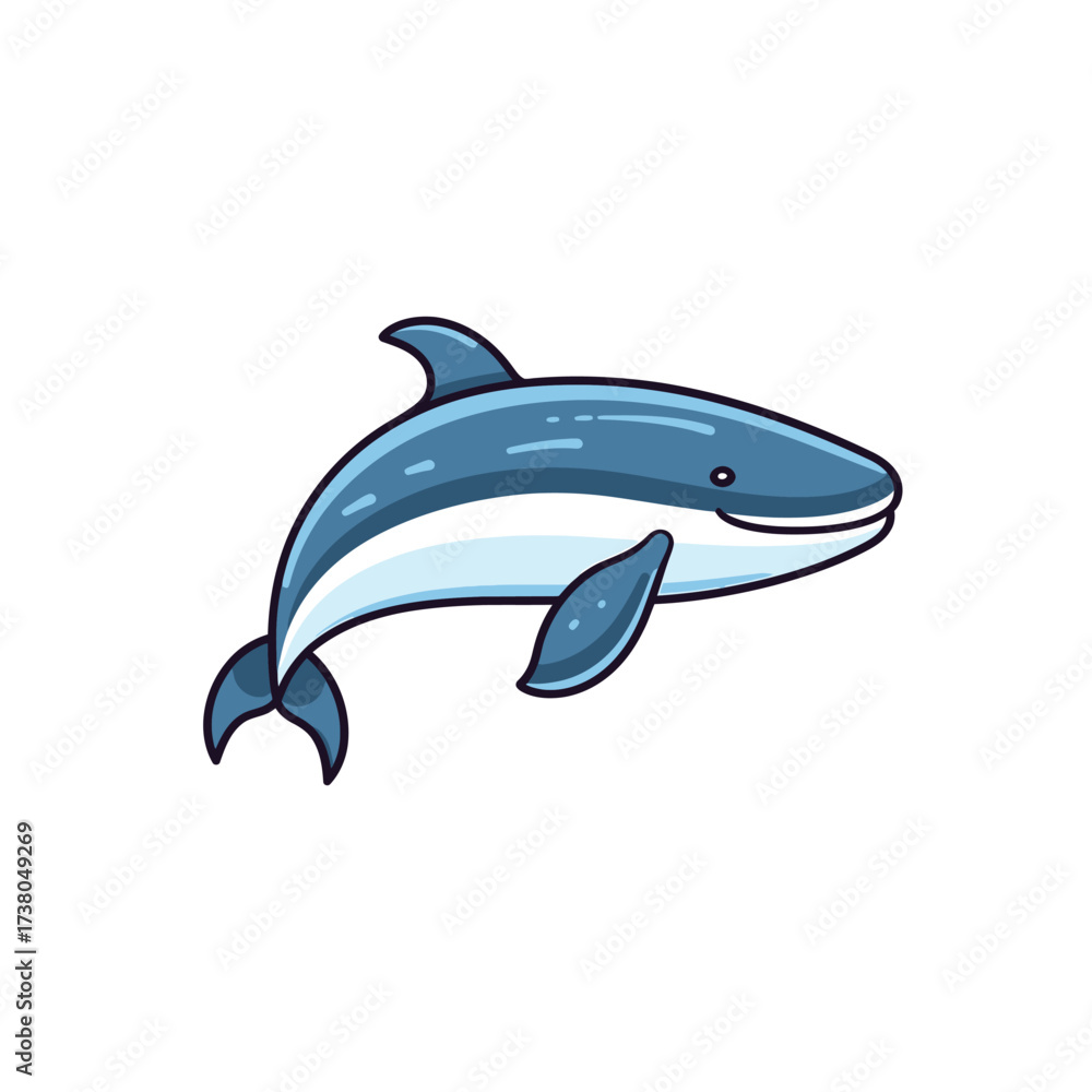 Obraz premium Simple flat color vector illustration of a whale in a minimalist style perfect for ocean themes and marine life designs
