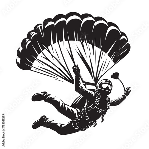 Skydiver with Parachute Silhouette