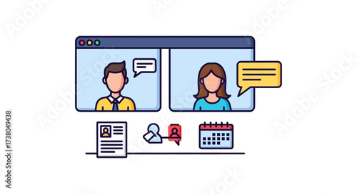 online meeting with colleagues a remote team collaboration for business projects scheduling appointments virtual teamwork and remote communication.