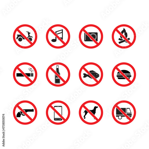 Set Of No Sign Prohibition Icons For Public Spaces: No Smoking, No Food, No Pets Free Download Set Of No Sign Prohibition Icons For Public Spaces: No Smoking, No Food, No Pets - GFXLoad
