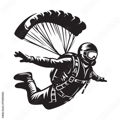 Skydiver with Parachute Silhouette