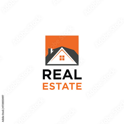 Vector art of real estate logo with house icon, representing property and home ownership, suitable for real estate businesses and agencies