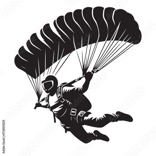 Skydiver with Parachute Silhouette