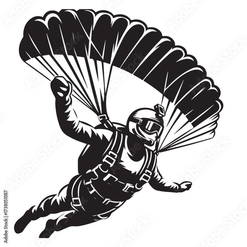 Skydiver with Parachute Silhouette