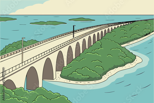 Old Seven Mile Bridge in Florida Keys, historic narrow concrete span beside modern causeway