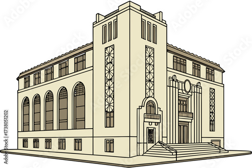 Oakland Public Library Main in Oakland, California, Art Deco facade with decorative reliefs