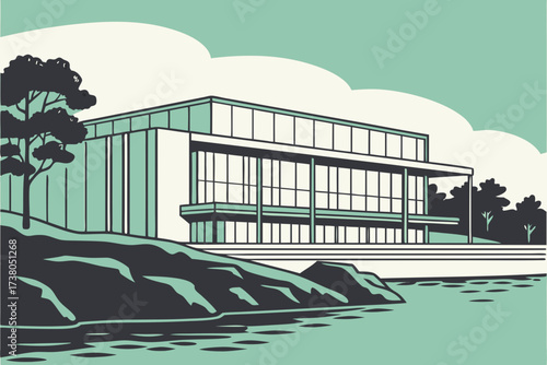 National Opera House in Helsinki, Finland, modern glass and white stone building by Töölönlahti Bay