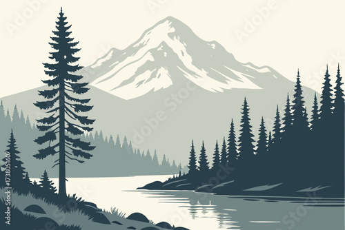 Mowich Lake in Mount Rainier National Park, Washington, alpine lake reflecting the snowy peak of Mount Rainier