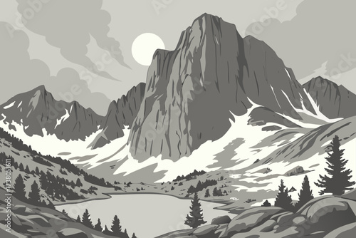 Mount Whitney in California, tallest peak in the Lower 48 with jagged granite ridges and alpine lakes below