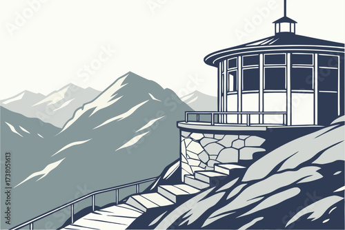 Mount Washington in New Hampshire, tallest in the Northeast, rocky summit with alpine tundra and fog
